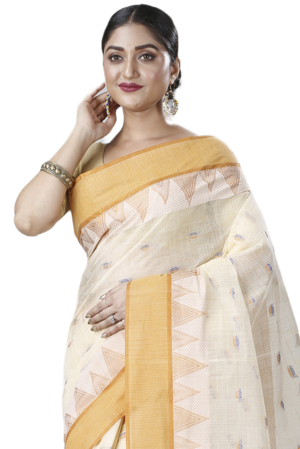 Yellow Pure Cotton Ishvari Tant Saree (1082)